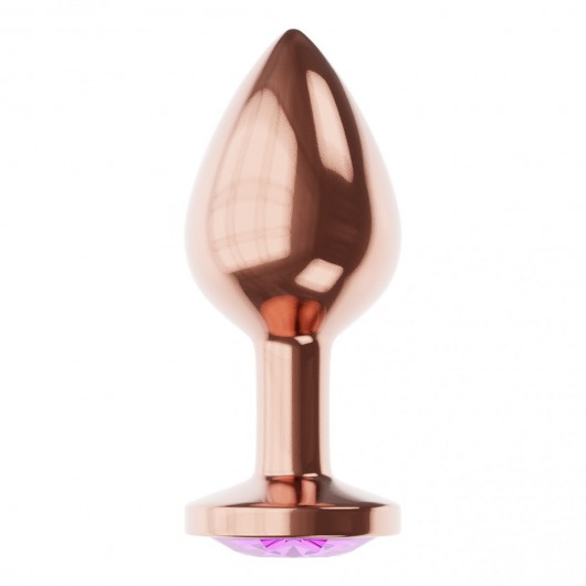 Пробка цвета розового золота с фиолетовым кристаллом Diamond Amethyst Shine S - 7,2 см. - Lola Games - купить с доставкой в Якутске