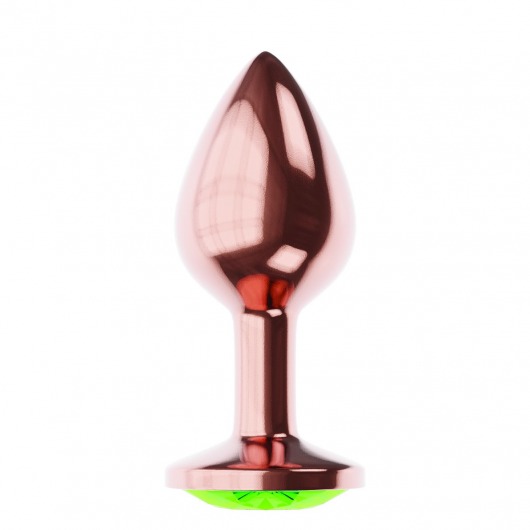 Пробка цвета розового золота с лаймовым кристаллом Diamond Emerald Shine S - 7,2 см. - Lola Games - купить с доставкой в Якутске