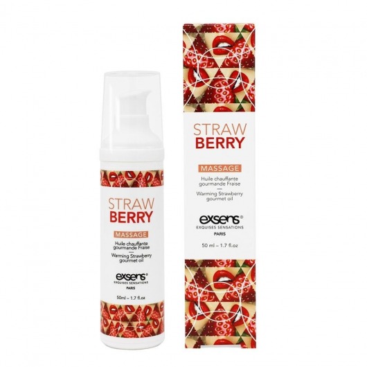 Разогревающее массажное масло  с ароматом клубники Gourmet Strawberry - 50 мл. - Exsens - купить с доставкой в Якутске