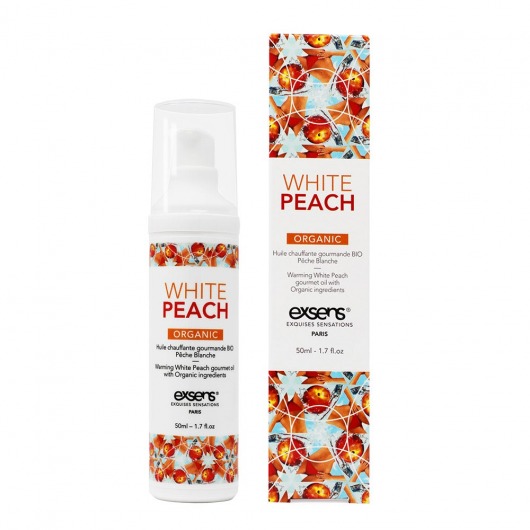 Разогревающее массажное масло Gourmet White Peach Organic с органическими ингредиентами - 50 мл. - Exsens - купить с доставкой в Якутске