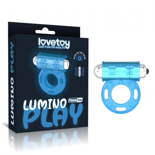 Голубое, светящееся в темноте эрекционное виброкольцо Lumino Play Vibrating Penis Ring - Lovetoy - в Якутске купить с доставкой