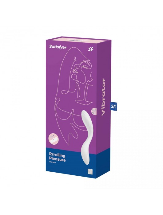 Белый вибромассажер Rrrolling Pleasure с движущимся шариком - 23 см. - Satisfyer