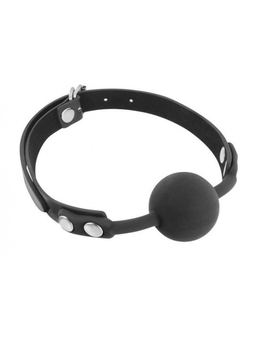 Черный силиконовый кляп-шарик на ремешках - Fetish Tentation - купить с доставкой в Якутске