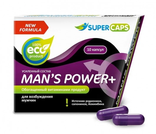 Возбуждающее средство для мужчин Mans Power plus - 10 капсул (0,35 гр.) +1 в подарок - SuperCaps - купить с доставкой в Якутске