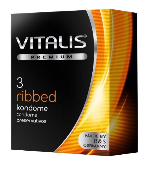 Ребристые презервативы VITALIS PREMIUM ribbed - 3 шт. - Vitalis - купить с доставкой в Якутске