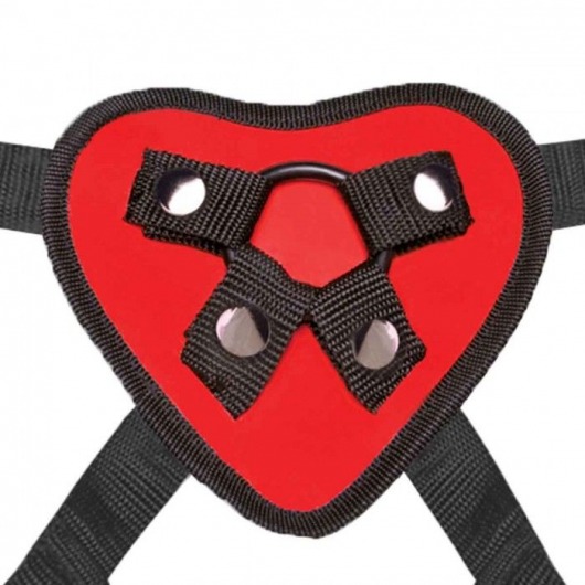 Красный поясной фаллоимитатор Red Heart Strap on Harness   5in Dildo Set - 12,25 см. - Lux Fetish - купить с доставкой в Якутске