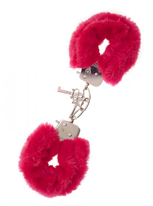 Металлические наручники с красной меховой опушкой METAL HANDCUFF WITH PLUSH RED - Dream Toys - купить с доставкой в Якутске