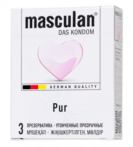 Супертонкие презервативы Masculan Pur - 3 шт. - Masculan - купить с доставкой в Якутске