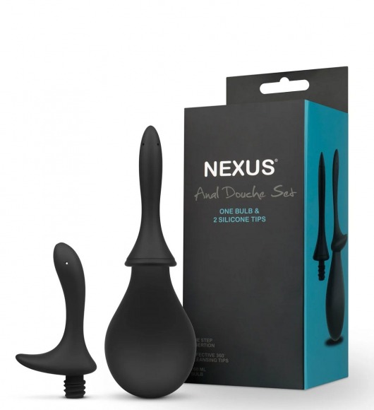 Черный анальный душ Nexus Anal Douche Set с 2 сменными насадками - Nexus Range - купить с доставкой в Якутске