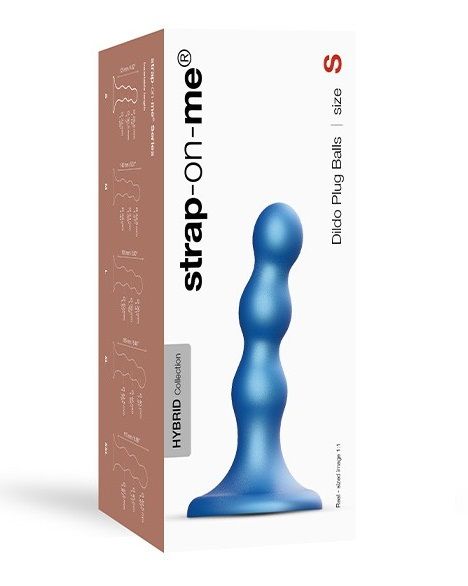 Голубая насадка Strap-On-Me Dildo Plug Balls size S - Strap-on-me - купить с доставкой в Якутске