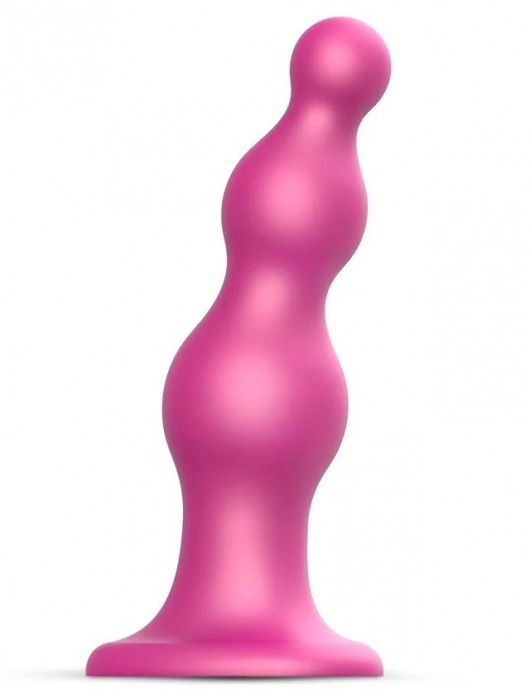 Розовая насадка Strap-On-Me Dildo Plug Beads size S - Strap-on-me - купить с доставкой в Якутске