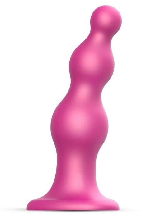 Розовая насадка Strap-On-Me Dildo Plug Beads size L - Strap-on-me - купить с доставкой в Якутске