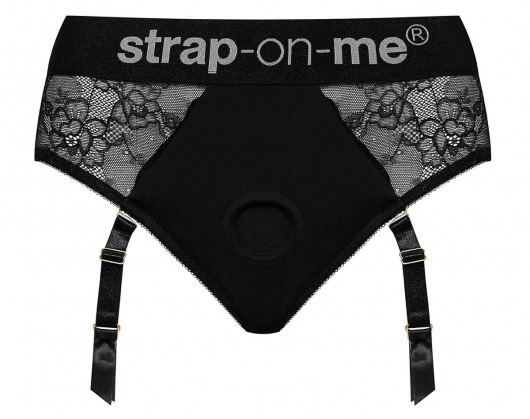 Черные трусики для насадок Diva Lingerie Harness - size S - Strap-on-me - купить с доставкой в Якутске