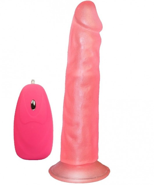 Розовый вибромассажёр на присоске с проводным пультом - 16,5 см. - LOVETOY (А-Полимер)