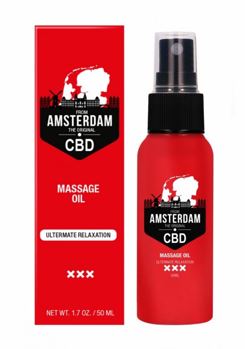 Стимулирующее массажное масло CBD from Amsterdam Massage Oil - 50 мл. - Shots Media BV - купить с доставкой в Якутске