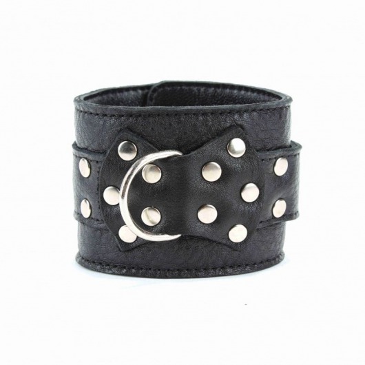 Чёрные кожаные оковы с клепками - БДСМ Арсенал - купить с доставкой в Якутске