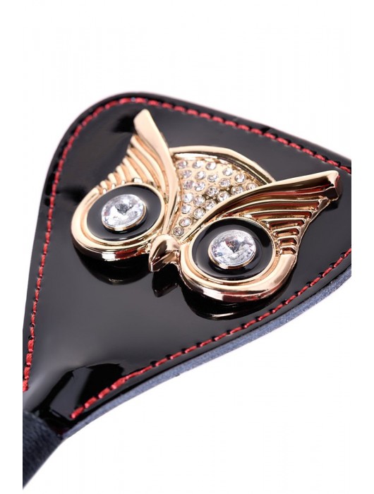 Чёрный стек с совой на кожаном наконечнике - 24 см. - ToyFa - купить с доставкой в Якутске