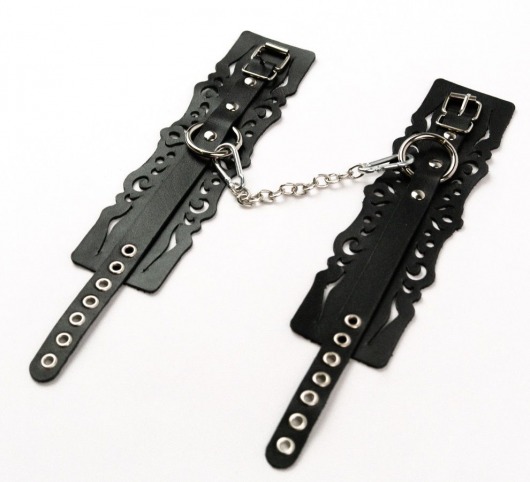 Узорчатые кожаные оковы с регулируемыми ремешками - Crazy Handmade - купить с доставкой в Якутске