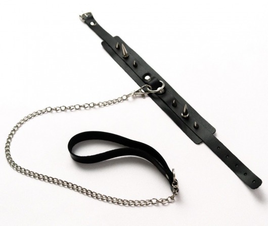 Черный ошейник с шипами и поводком - Crazy Handmade - купить с доставкой в Якутске