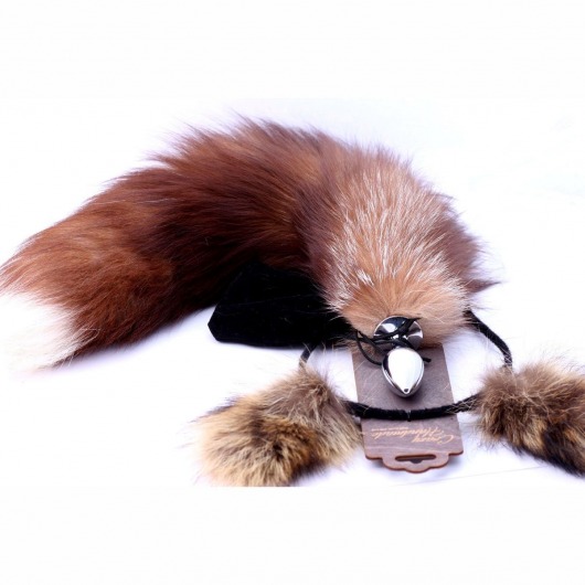 Игровой комплект: серебристая анальная пробка с пушистым хвостом и ободок-ушки - Crazy Handmade - купить с доставкой в Якутске