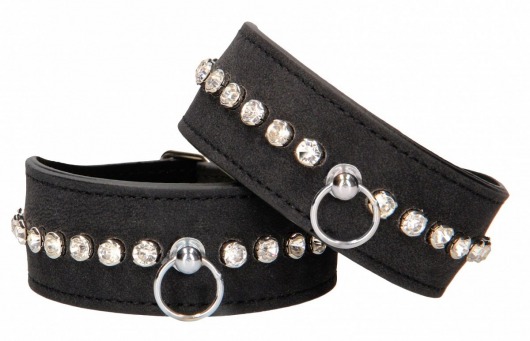 Черные поножи Diamond Studded Ankle Cuffs - Shots Media BV - купить с доставкой в Якутске