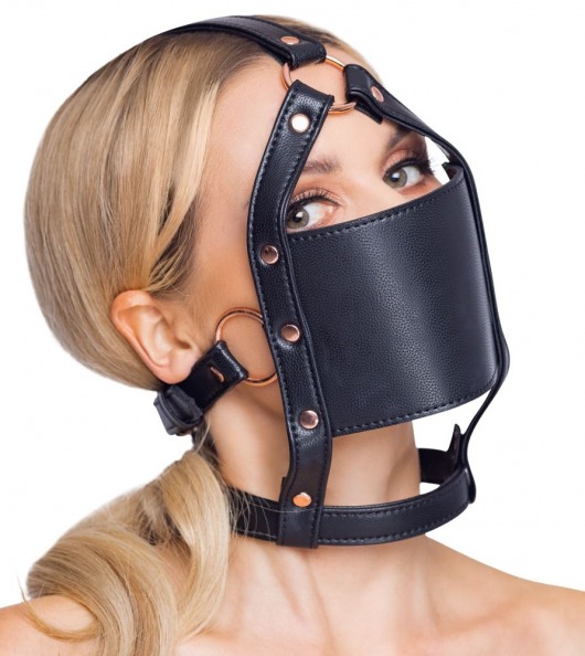 Черный намордник с кляпом-шаром Head Harness With A Gag - Orion - купить с доставкой в Якутске