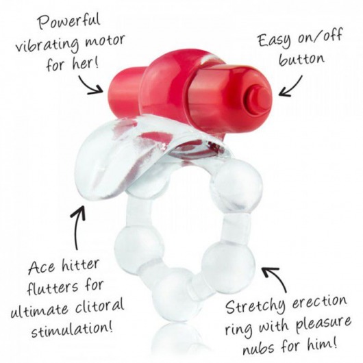 Виброкольцо с язычком и красным виброэлементом Overtime - Screaming O - в Якутске купить с доставкой
