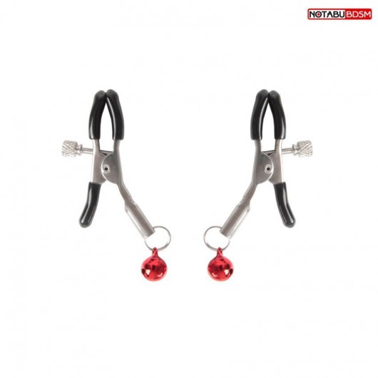 Серебристые зажимы на соски с шариками - Notabu - купить с доставкой в Якутске