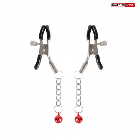 Серебристые зажимы на соски с шариками на цепочках - Notabu - купить с доставкой в Якутске Серебристые зажимы на соски с шариками на цепочках - Notabu - купить с доставкой в Якутске