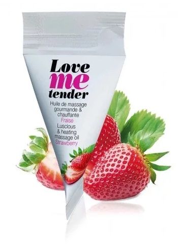 Съедобное согревающее массажное масло Love Me Tender Strawberry с ароматом клубники - 10 мл. - Love to Love - купить с доставкой в Якутске