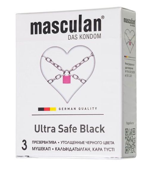 Ультрапрочные презервативы Masculan Ultra Safe Black - 3 шт. - Masculan - купить с доставкой в Якутске