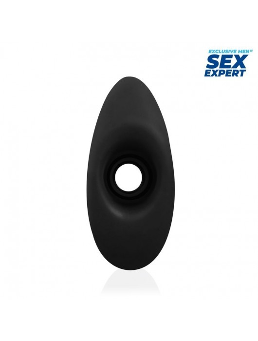 Черный рельефный анальный стимулятор-тоннель - 11 см. - Sex Expert