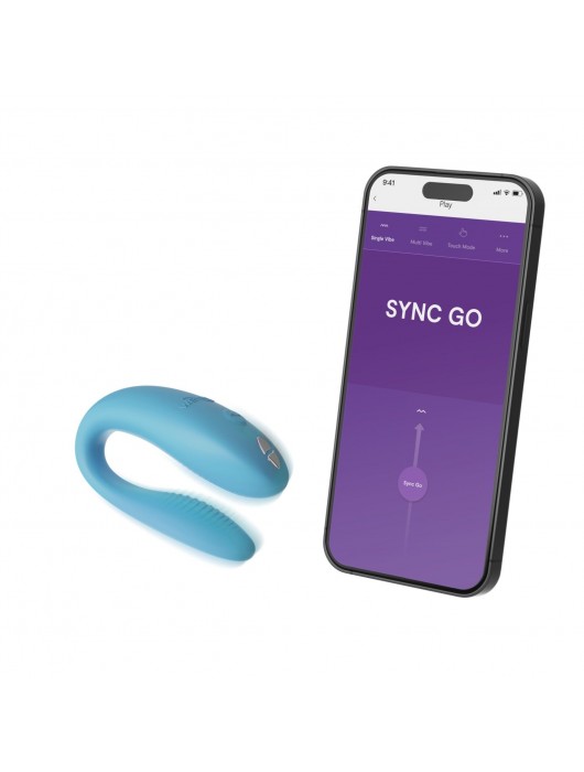 Бирюзовый вибромассажер для пар We-Vibe Sync Go - We-vibe