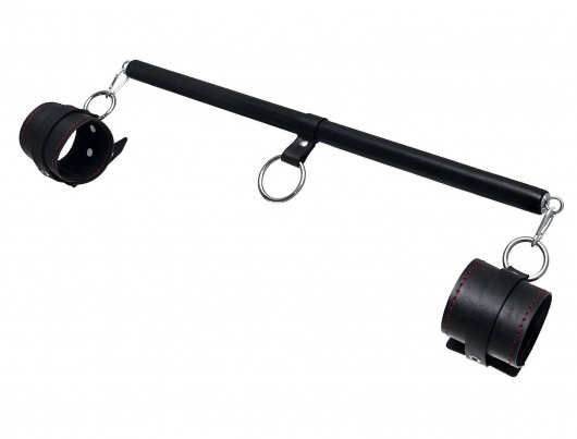 Черная распорка для ног с кожаными манжетами - Pecado - купить с доставкой в Якутске