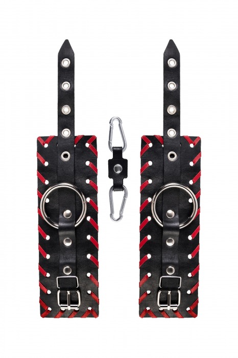 Черно-красные наручники из натуральной кожи - Pecado - купить с доставкой в Якутске