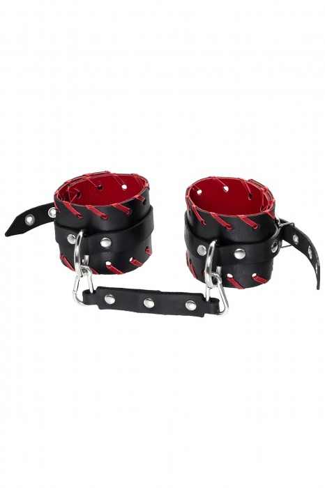 Черно-красные оковы из натуральной кожи - Pecado - купить с доставкой в Якутске