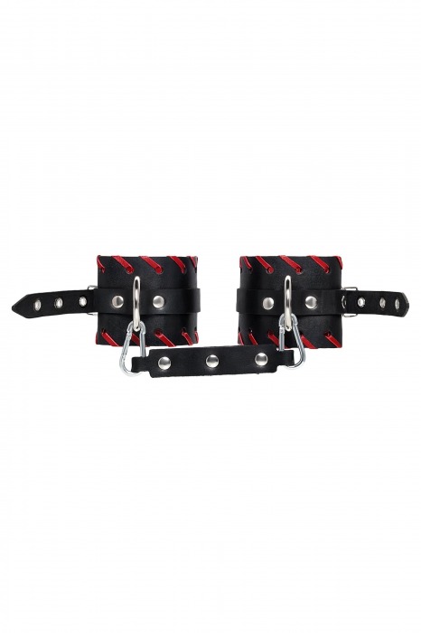 Черно-красные оковы из натуральной кожи - Pecado - купить с доставкой в Якутске