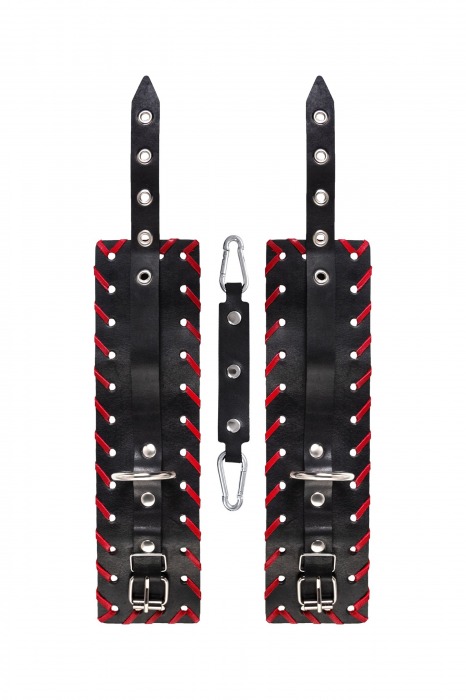 Черно-красные оковы из натуральной кожи - Pecado - купить с доставкой в Якутске