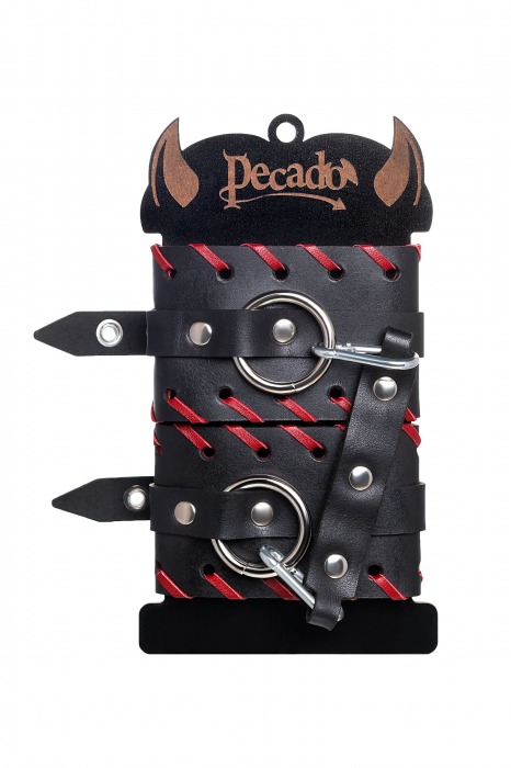 Черно-красные оковы из натуральной кожи - Pecado - купить с доставкой в Якутске