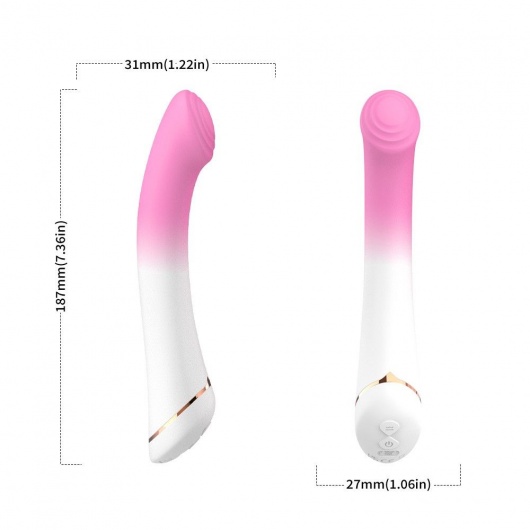 Бело-розовый изогнутый силиконовый вибромассажер - 18,7 см. - Silicone Toys