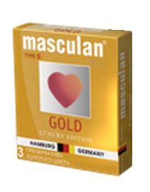 Презервативы Masculan Ultra Gold с золотым напылением и ароматом ванили - 3 шт. - Masculan - купить с доставкой в Якутске