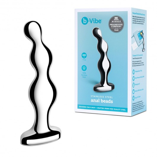 Стальной анальный фаллоимитатор для простаты Stainless Steel Anal Beads - 13 см. - b-Vibe - в Якутске купить с доставкой Стальной анальный фаллоимитатор для простаты Stainless Steel Anal Beads - 13 см. - b-Vibe - в Якутске купить с доставкой