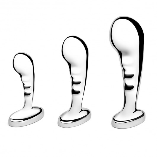 Набор из 3 стальных стимуляторов простаты Stainless Steel P-spot Training Set - b-Vibe - в Якутске купить с доставкой