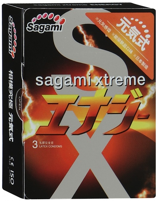 Презервативы Sagami Xtreme ENERGY с ароматом энергетика - 3 шт. - Sagami - купить с доставкой в Якутске