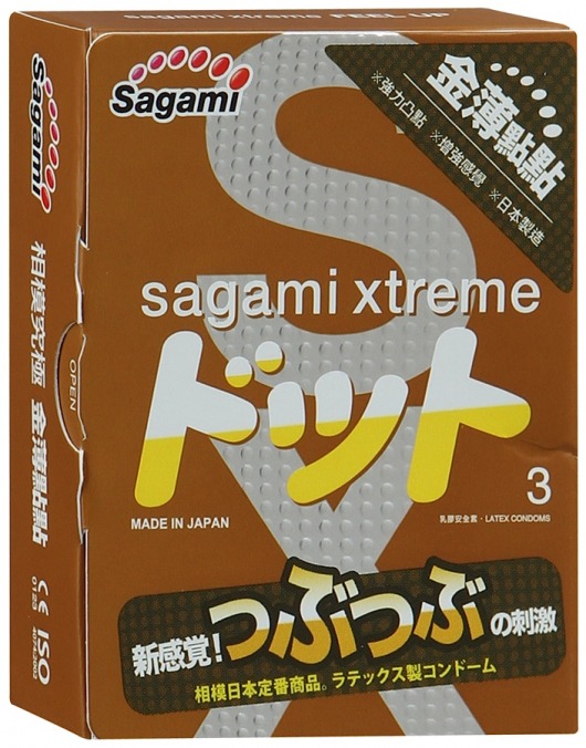 Презервативы Sagami Xtreme FEEL UP с точечной текстурой и линиями прилегания - 3 шт. - Sagami - купить с доставкой в Якутске