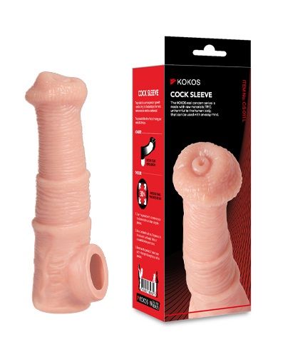 Телесная фантазийная насадка на член Cock Sleeve Size M - KOKOS - в Якутске купить с доставкой