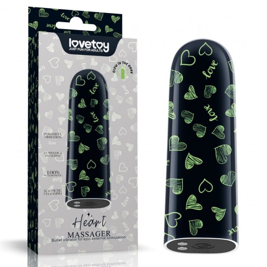 Мини-вибратор Rechargeable Glow-in-the-dark Heart Massager - 8,5 см. - Lovetoy