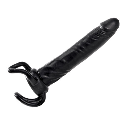 Чёрная насадка-фаллос для двойного проникновения INFLATABLE DILDO SLIM DONG  - 13,5 см. - Toyz4lovers - в Якутске купить с доставкой