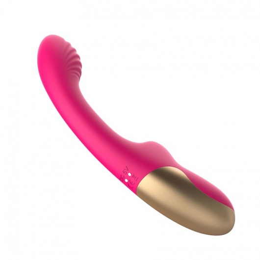 Розовый изогнутый ребристый вибромассажер - 21 см. - I-MOON