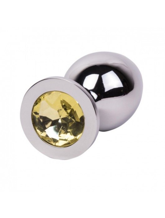 Большой стальной плаг с желтым кристаллом Sweet Lemon - 9,5 см. - Erotic Fantasy - купить с доставкой в Якутске